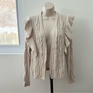 Universal Thread Women's Ruffled Knit Sweater Cardigan -‎ Beige Size S